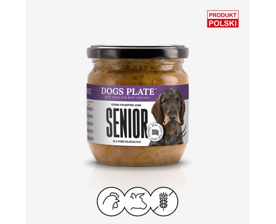 Zdrowa karma dla psa staruszka kurczak i wołowina 360 g – Dogs Plate SENIOR