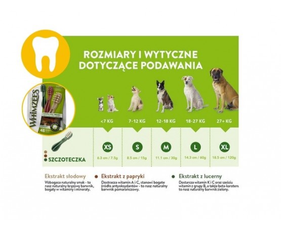 Gryzaki dentystyczne dla średnich psów M 12 szt. szczoteczka - WHIMZEES DENTAL