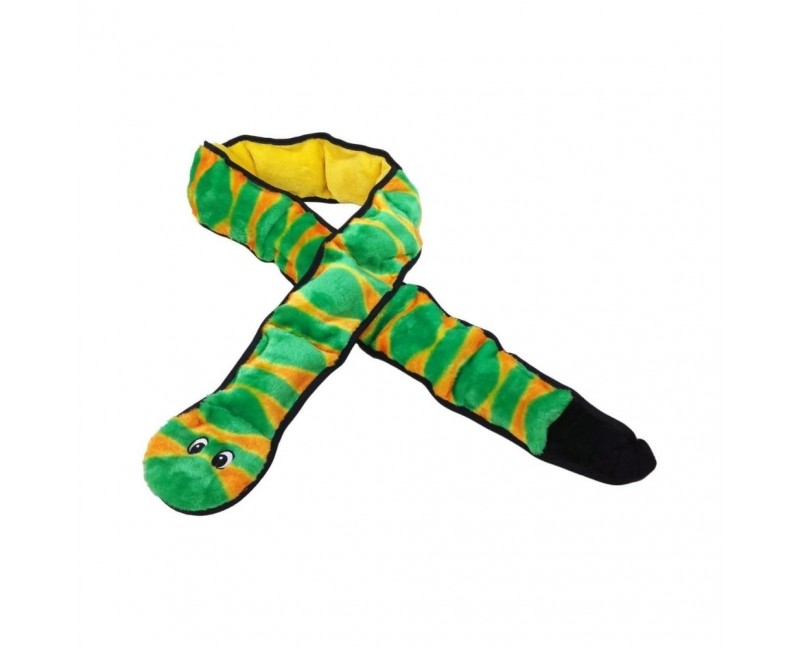 Zabawka dla psa waleczny wąż z 12 piszczałkami XXL 170 cm zielono-pomarańczowy - Outward Hound Invincibles®