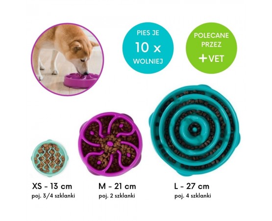 Miska dla psa do powolnego i zdrowego jedzenia z antypoślizgową podstawą 13 cm XS - Outward Hound Fun Feeder