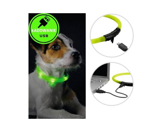Obroża świecąca dla psa - silikonowa, LED, USB, limonkowa - Hunter Yukon