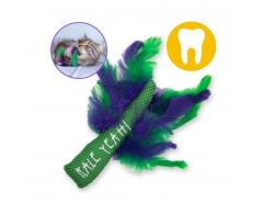 Zabawka dla kota z piórkami i kocimiętką 15 cm - dla higieny kocich zębów  - Petstages Dental Krazy Kale