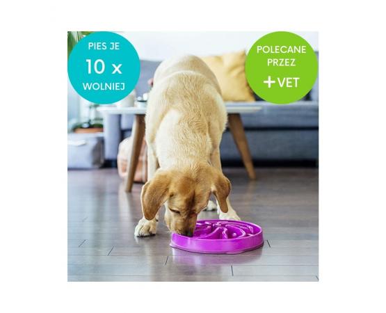 Miska dla psa do powolnego i zdrowego jedzenia z antypoślizgową podstawą 29 cm L fioletowa - Outward Hound Fun Feeder