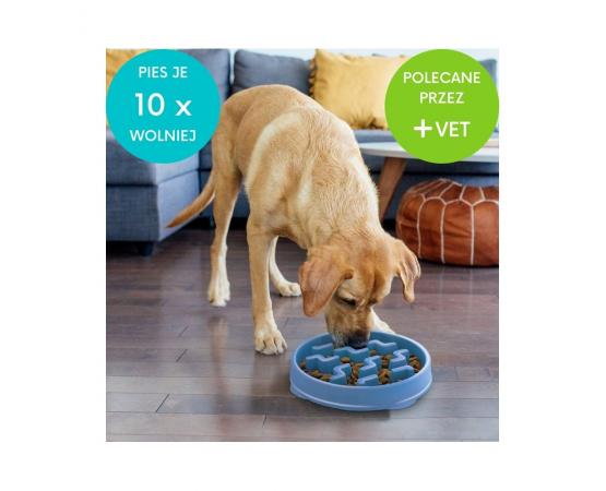 Miska dla psa do powolnego i zdrowego jedzenia z antypoślizgową podstawą 29 cm L niebieska - Outward Hound Fun Feeder